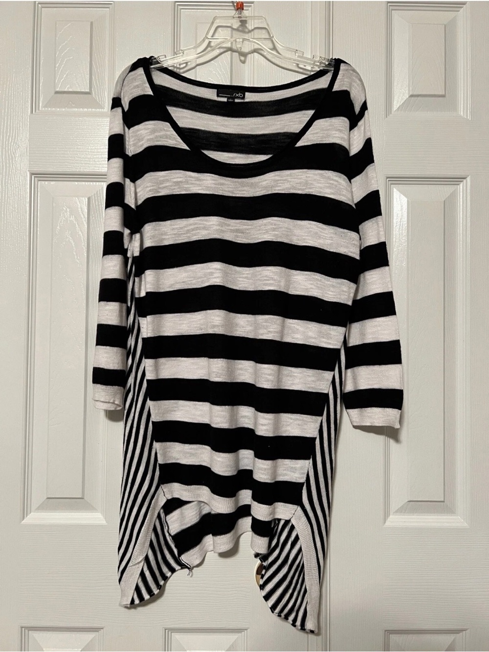 RXB Black and White Striped Scoop Neck Tunic